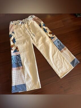 hippie patchwork quilt block corduroy batik cotton handmade granola chic